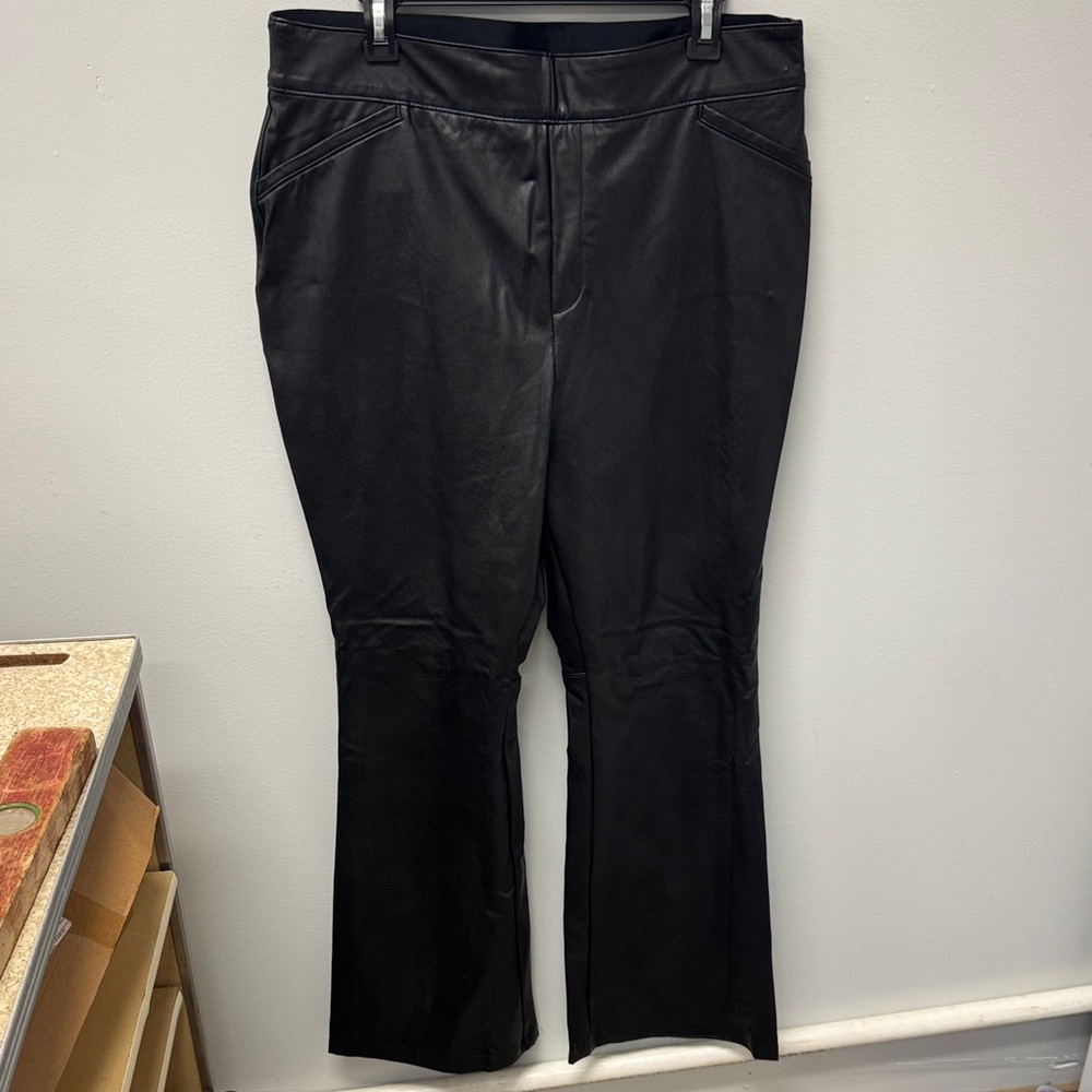 SPANX Faux Leather Black Flare Women's Jeans